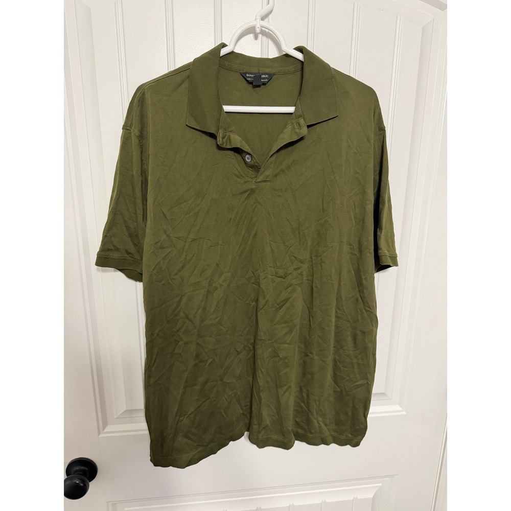 Banana Republic Polo Shirt Mens XL Tall Luxe Touch Performance Olive EUC